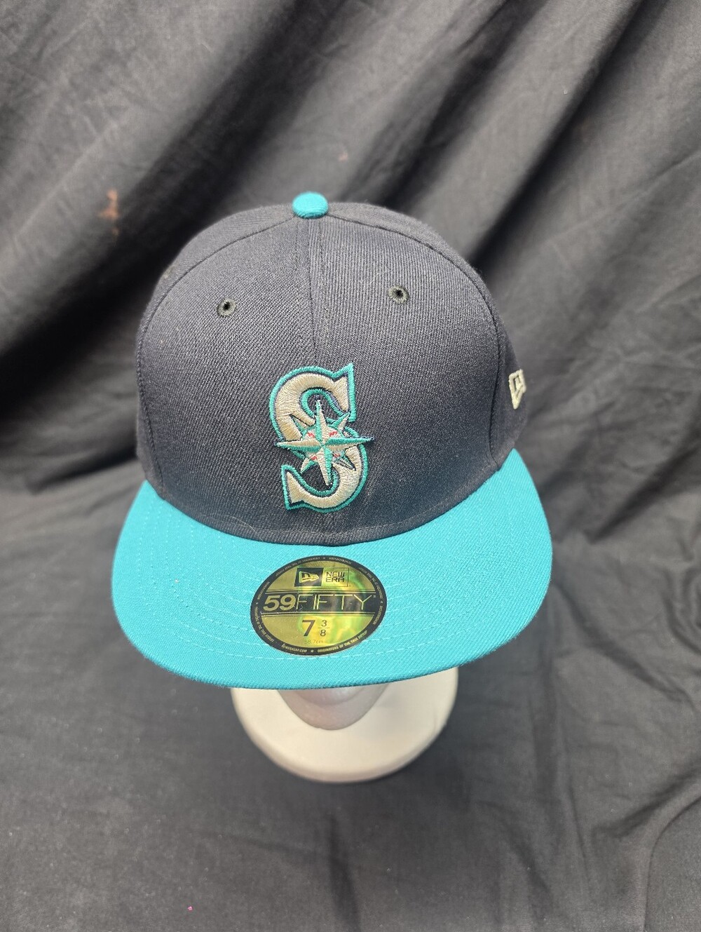 New Era Seattle Mariners 59FIFTY Fitted Hat Black Teal Gold MLB Authentic 7 3/8